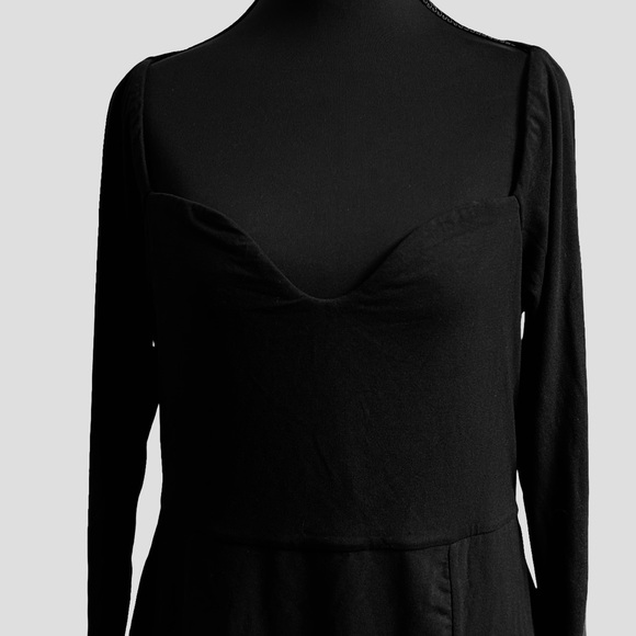 Oh Polly Black Long Sleeve Dress with Slit - Picture 3 of 7